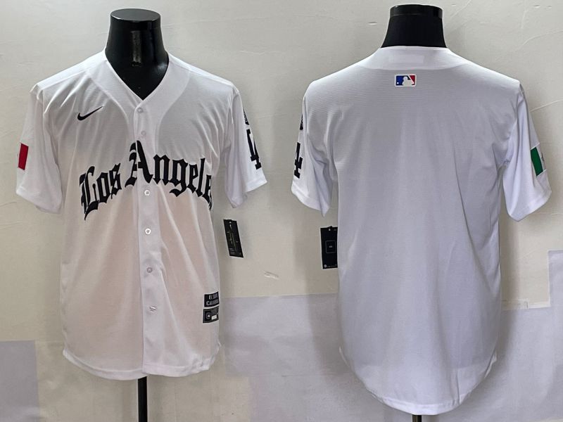 Men Los Angeles Dodgers Blank White Five generations Joint Name 2025 Nike MLB Jersey style 1